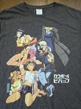 Gray Cowboy Bebop T-shirt anime graphic tee Spikel Faye Y2K - Adult Large